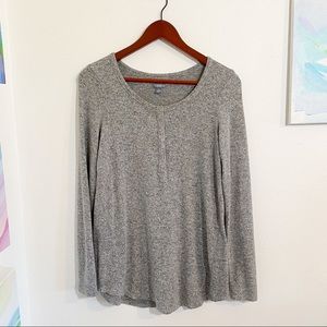 EUC Aerie Plush Henley Long Sleeve Tee - Gray, M